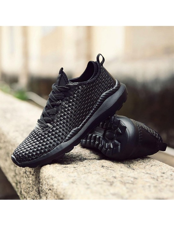 Anti-Slip Wear Resistant Braid Men Running Shoes Breathable Sports Sneaker