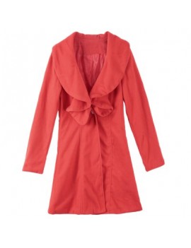 Long Sleeves Ruffles Lapel Beam Waist Long Sections Stylish Trench Coat