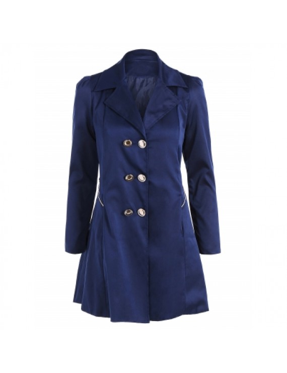 Fit and Flare Coat With Double Breasts