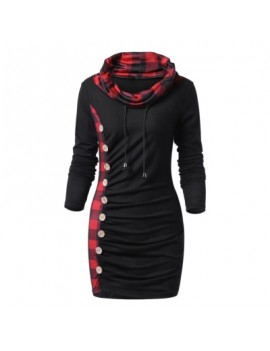 Cowl Neck Plaid Sweatshirt Dress