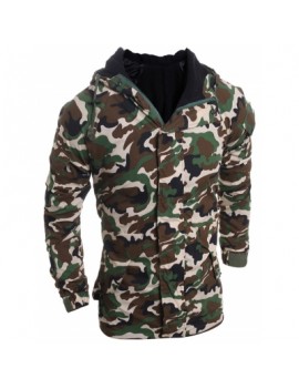 Hooded Long Sleeve Cotton Blend Coat