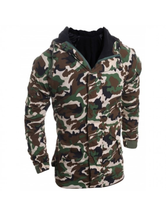 Hooded Long Sleeve Cotton Blend Coat