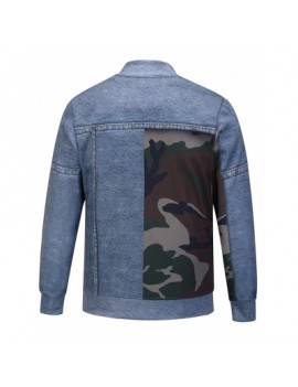Camouflage and Denim Pattern Jacket