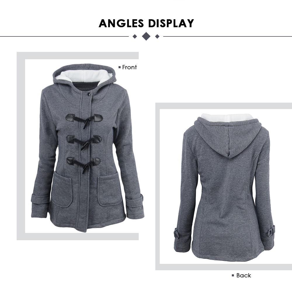 Female Coat Thick Horn Button Hooded Cotton Blend Women Jacket Female Coat Thick Horn Button Hooded Cotton Blend Women Jacket