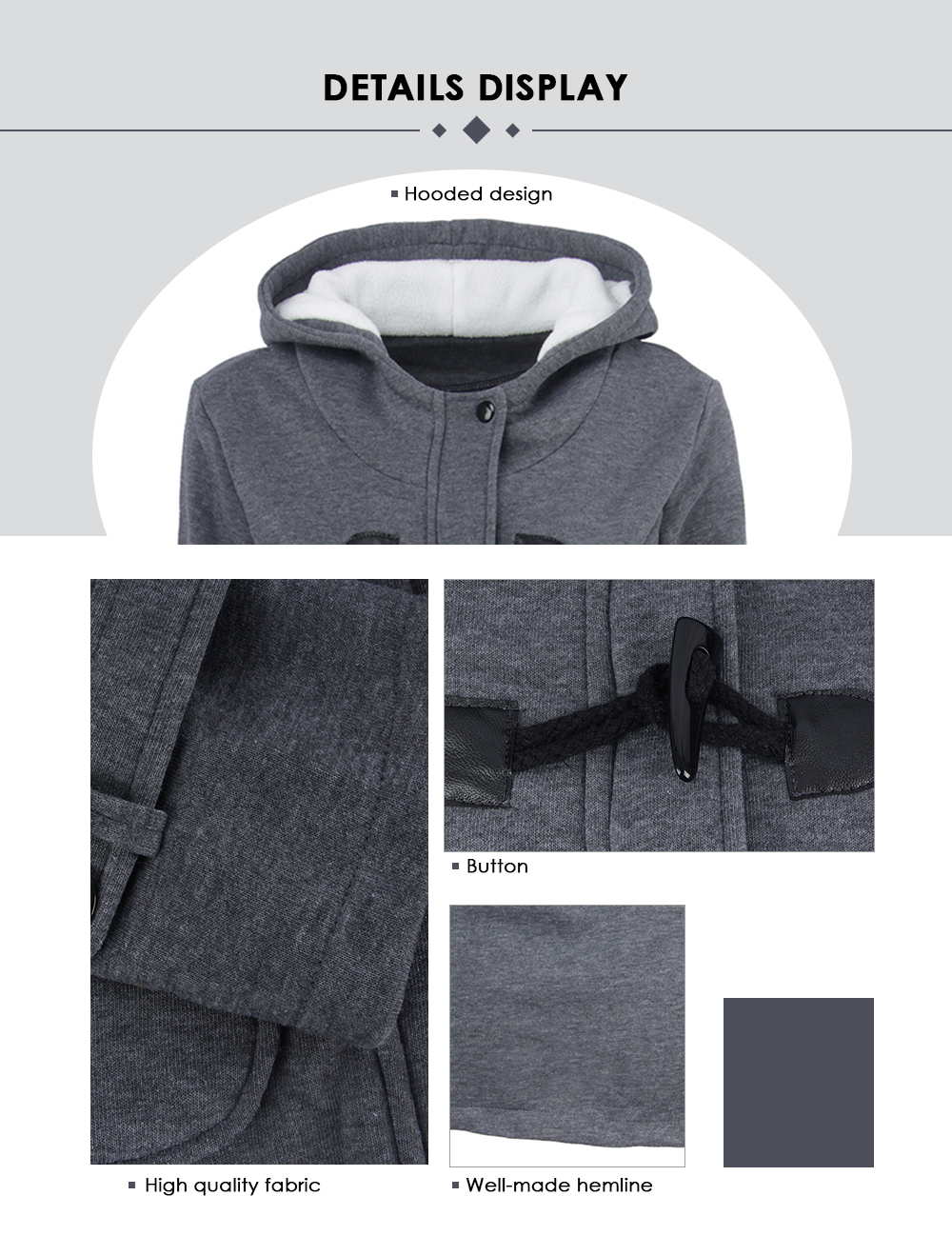 Female Coat Thick Horn Button Hooded Cotton Blend Women Jacket Female Coat Thick Horn Button Hooded Cotton Blend Women Jacket